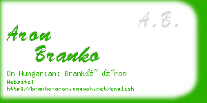 aron branko business card